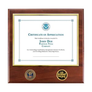 Certificate Plaque w/ 2 Coins (Border Patrol)