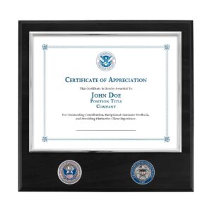 Certificate Plaque w/ 2 Coins (CBP) - Silver / Black