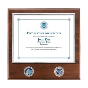 Certificate Plaque w/ 2 Coins (CISA) - Silver / Walnut