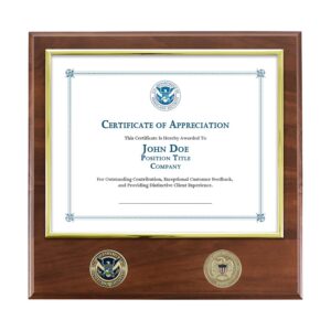 Certificate Plaque w/ 2 Coins (DHS)