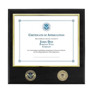 Certificate Plaque w/ 2 Coins (DHS) - Brass / Black