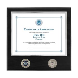 Certificate Plaque w/ 2 Coins (DHS) - Silver / Black