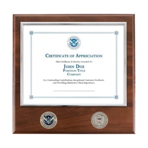 Certificate Plaque w/ 2 Coins (DHS) - Silver / Walnut