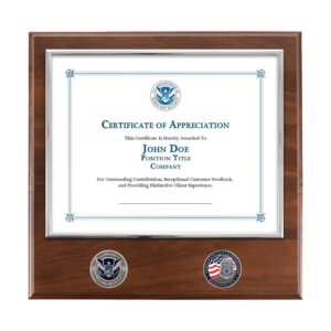 Alternative view of Certificate Plaque w/ 2 Coins (HSI)