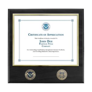 Certificate Plaque w/ 2 Coins (ICE) - Brass / Black