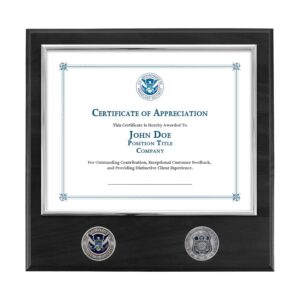 Certificate Plaque w/ 2 Coins (ICE) - Silver / Black