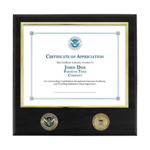 Certificate Plaque w/ 2 Coins (USCIS) - Brass / Black
