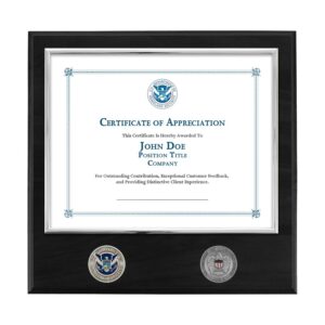 Certificate Plaque w/ 2 Coins (USCIS) - Silver / Black