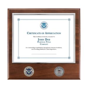 Certificate Plaque w/ 2 Coins (USCIS) - Silver / Walnut