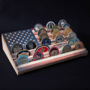 Alternative view of American Flag Challenge Coin Display Stand