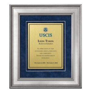 Shadow Box Plaque - Silver (USCIS) - Brushed Brass -