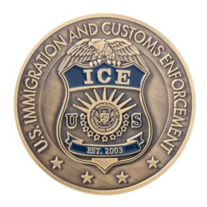 Alternative view of ICE Challenge Coin (Brass)