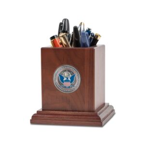 Wooden Pencil Cup w/ Coin (CBP) - Silver