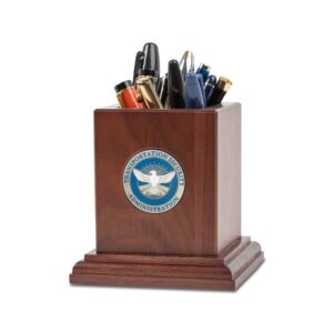 Wooden Pencil Cup w/ Coin (TSA) - Silver