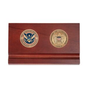 2 Coin Desk Pen Holder (USCIS) - Brass