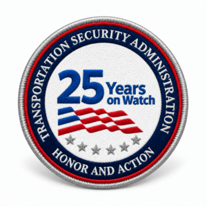 TSA 25th Anniversary 2.5-inch embroidered morale patch with Honor and Action design and six stars